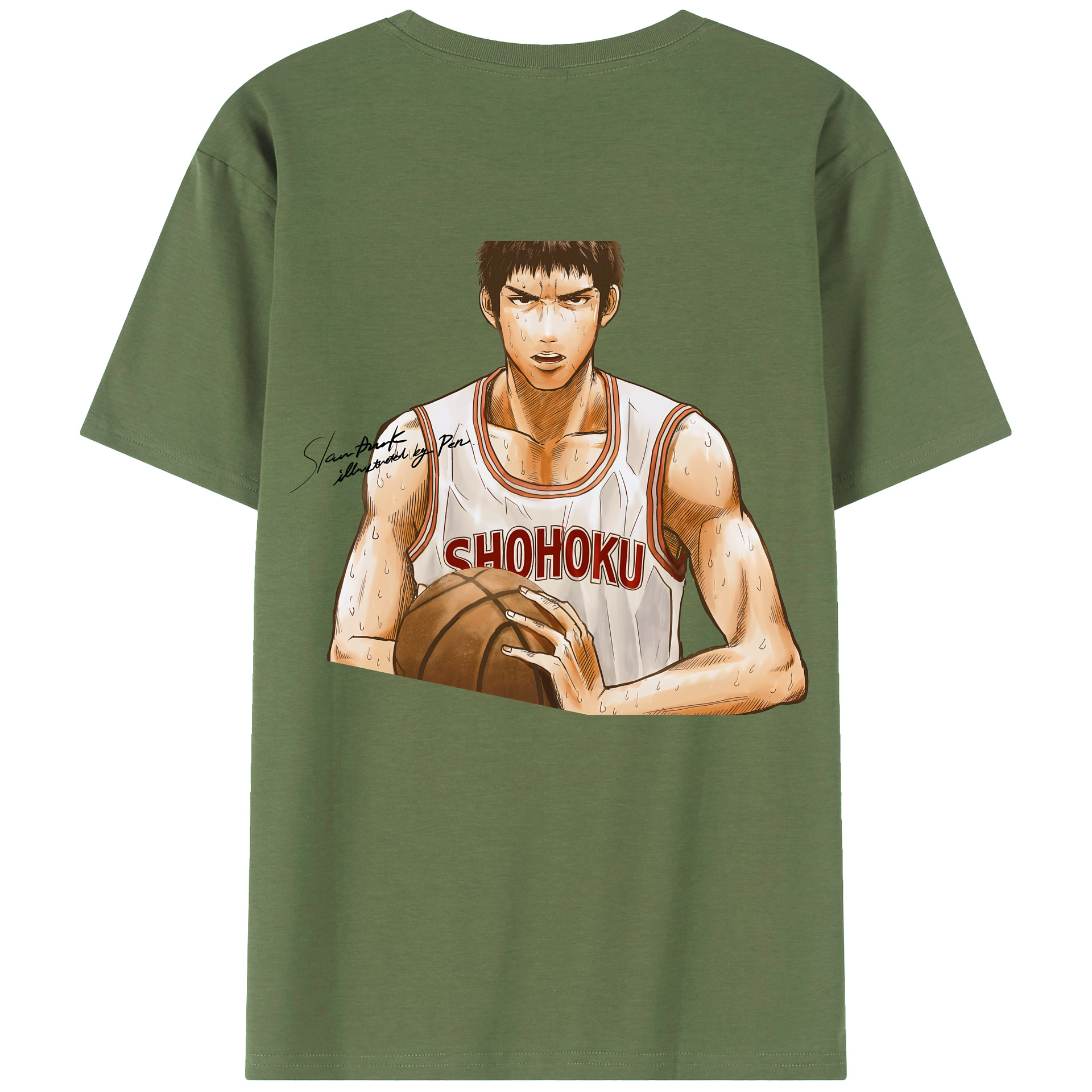 （画像用） SLAM DUNK／スラムダンク 綿100％ メンズ半袖Tシャツ（バックプリント） 通気性